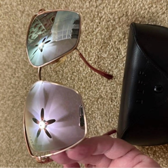 DIFF Square Pink Mirrored Sunglasses with Black Case - D&G Style - Picture 2 of 3